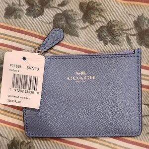 Coach Slate Gray Leather Key & Card Holder